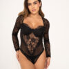 body negro, body escote, body cut out, body manga larga, top sensual mujer, ropa moderna, body ajustado, tabata ropa femenina, body fiesta, body elegante, moda atrevida Por Tabata Ropa Femenina